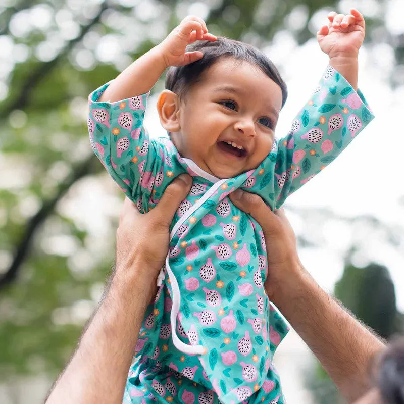 Cotton Co-Ord Set For Kids | Kimono | Green