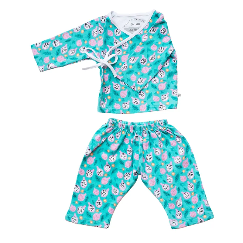 Cotton Co-Ord Set For Kids | Kimono | Green