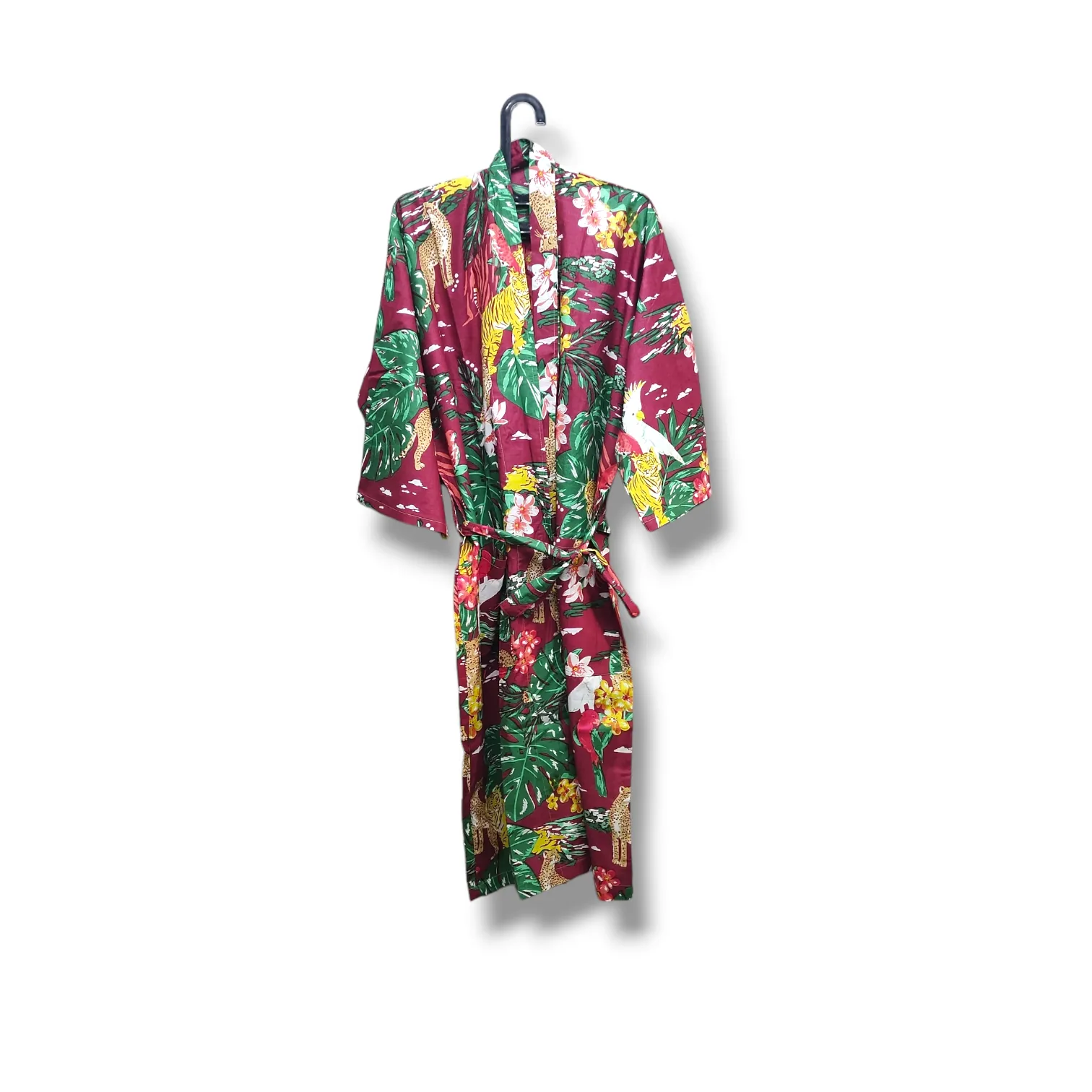 COTTON HAND PRINTED KIMONO ROBE dy3