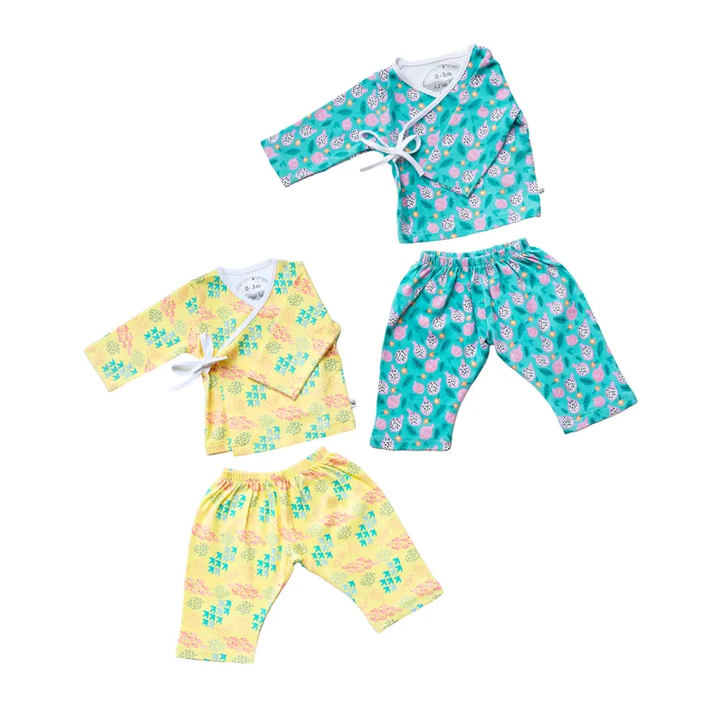 Cotton Kimono Co-Ord Set For Newborn Baby | Pack Of 2