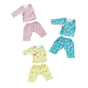 Cotton Kimono Co-Ord Set For Newborn Baby | Pack Of 3