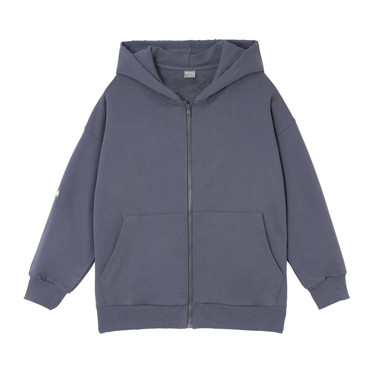 Cozy Heavyweight Zip Through Navy Hooded Jacket