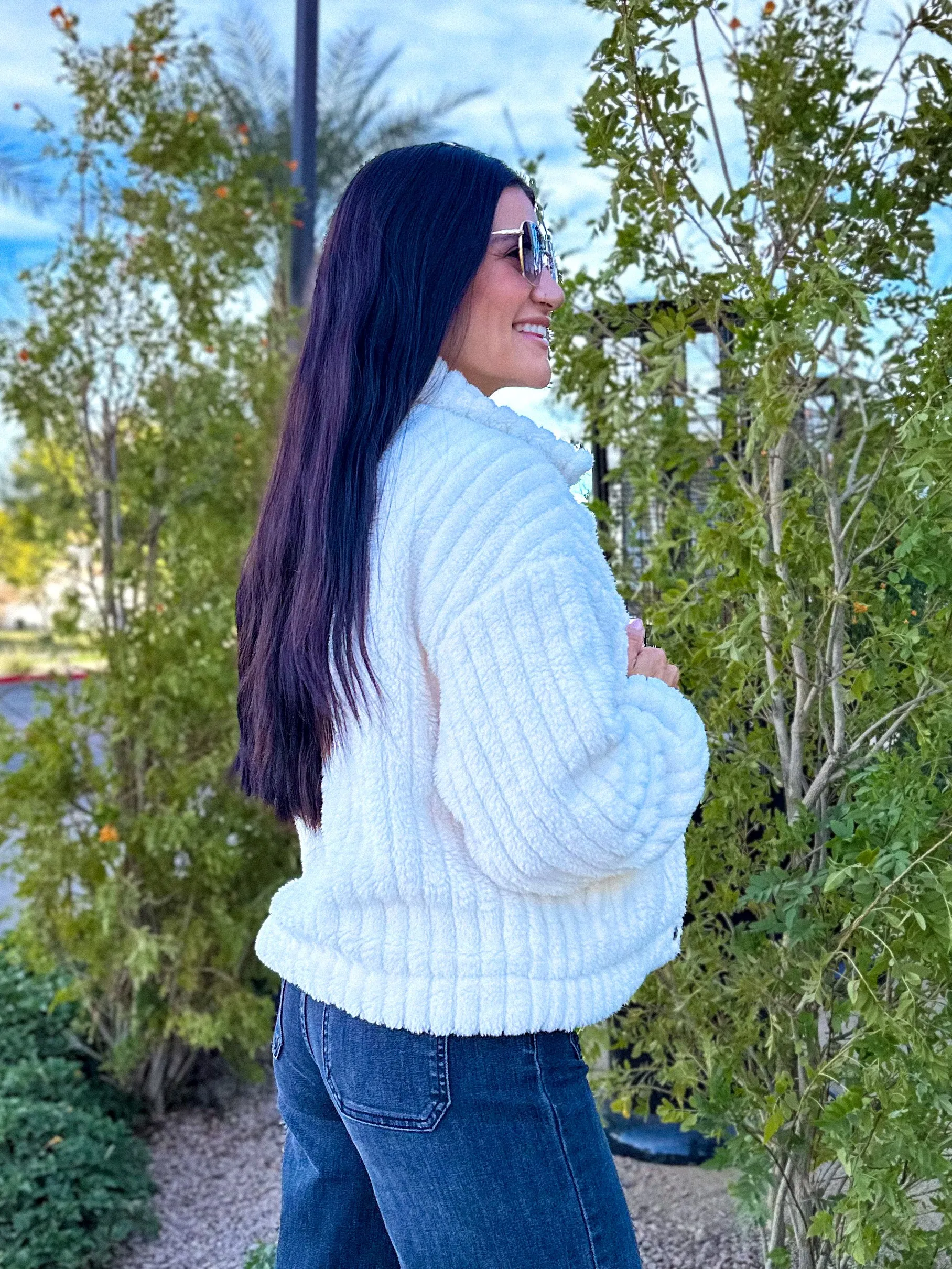 Cozy Ivory Teddy Button Down Jacket