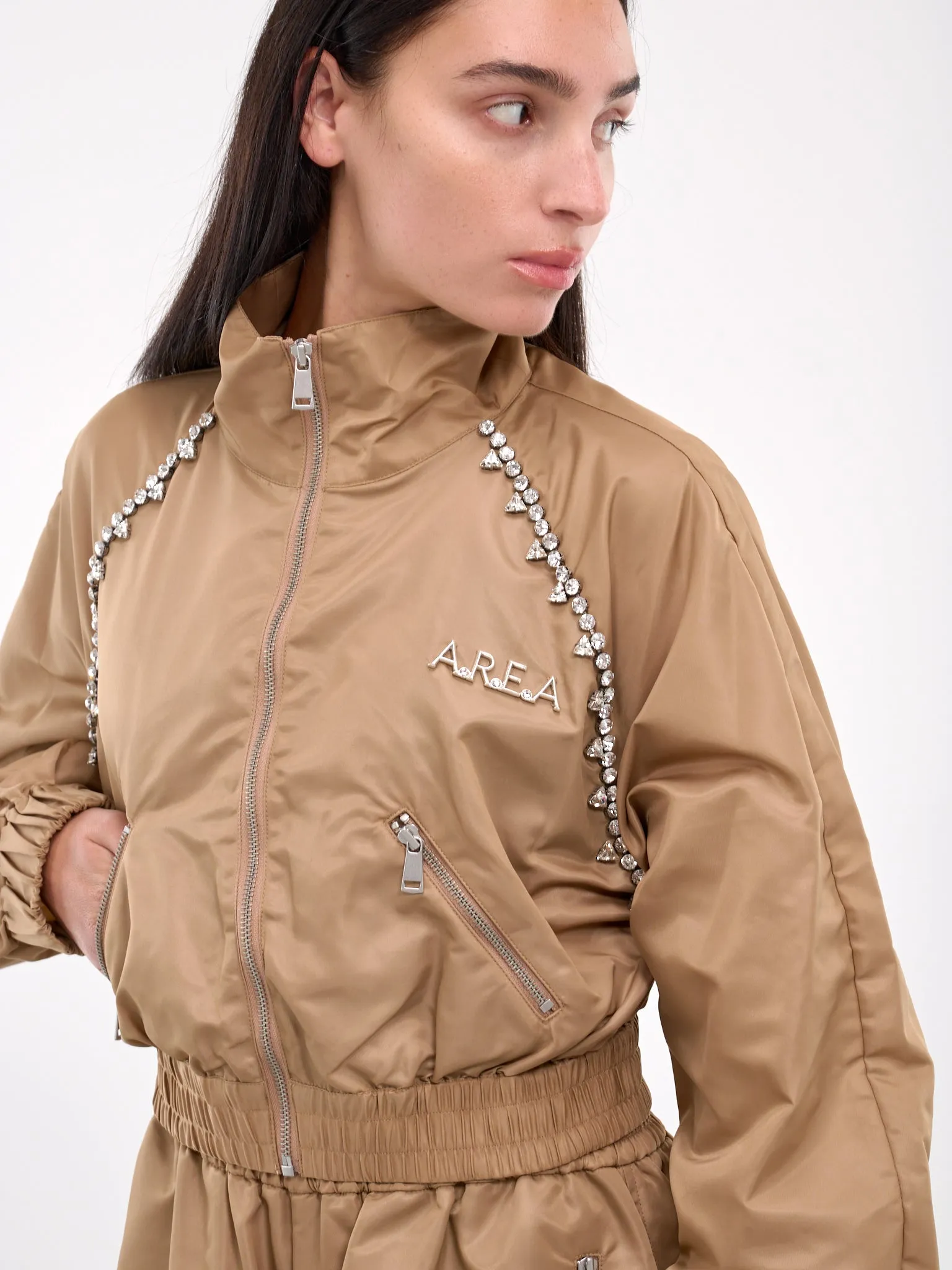 Crystal Trim Track Jacket (AWOU0028FA01-CAMEL)