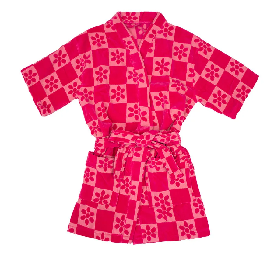 Daisy Check Cotton Robe Pink