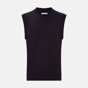 Dark Purple Fine Merino V-Neck Vest