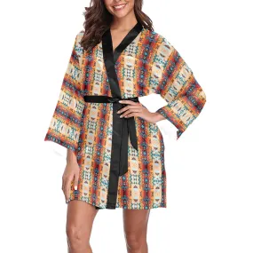 Dark Sandway Long Sleeve Satin Robe