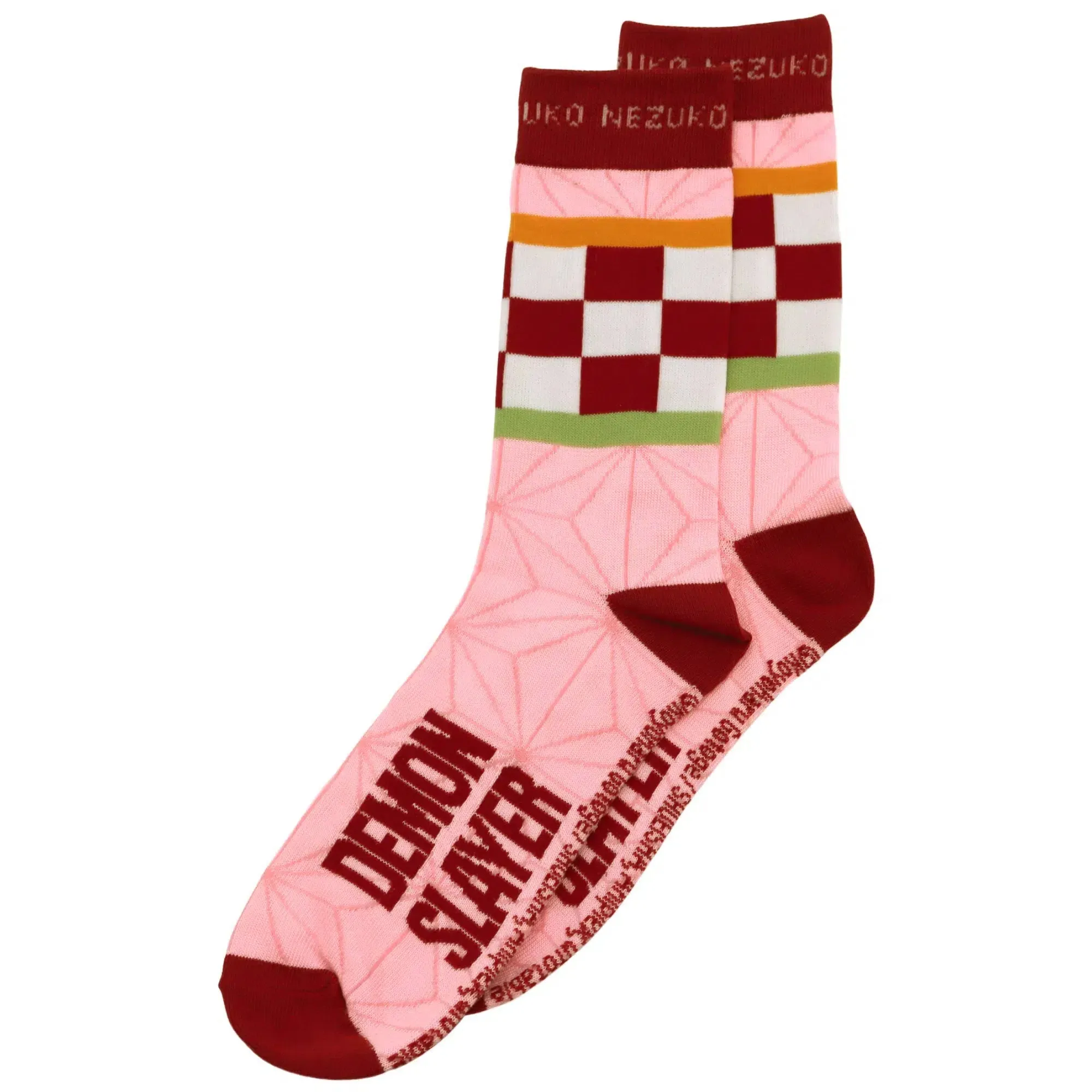 Demon Slayer - Nezuko Pattern Crew Socks (Pink) - Culturefly