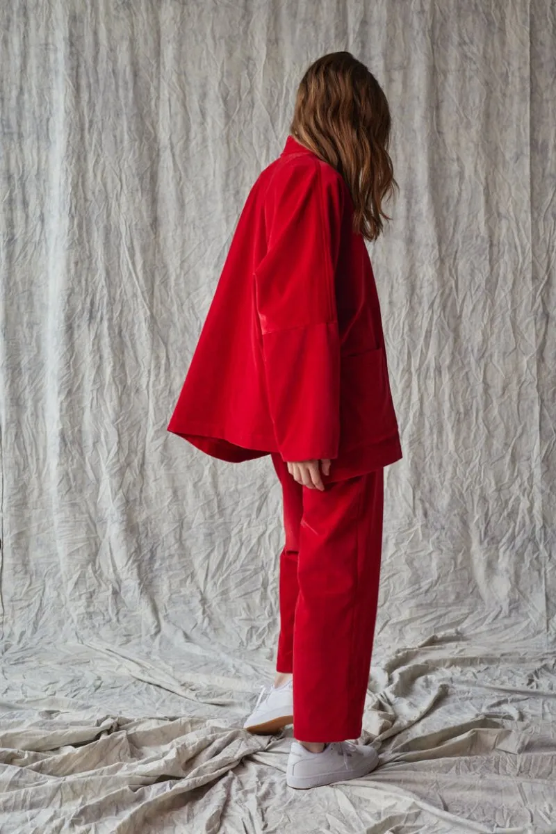 Devlyn van Loon Oversized Shirt Jacket (Red Velvet)