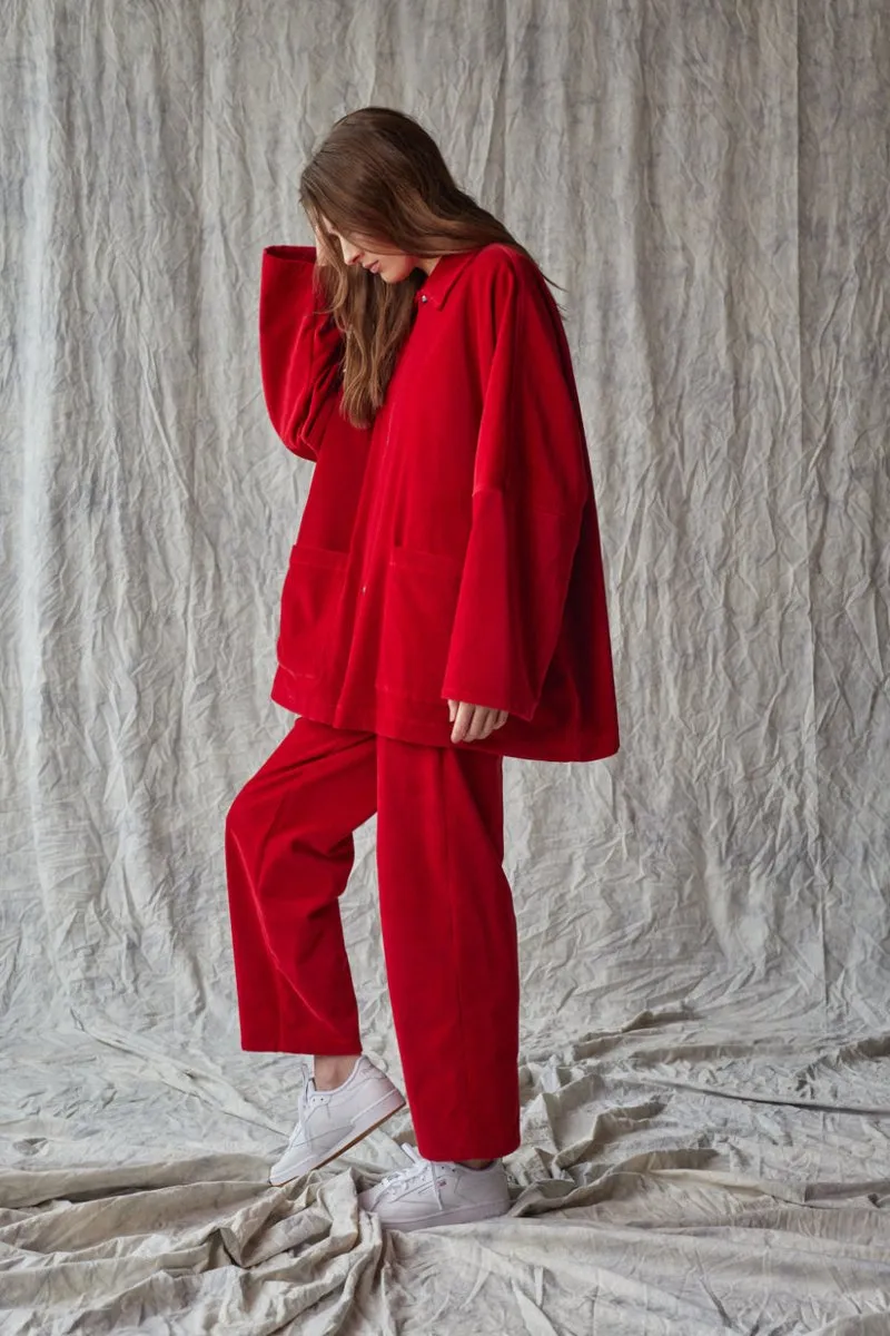 Devlyn van Loon Oversized Shirt Jacket (Red Velvet)