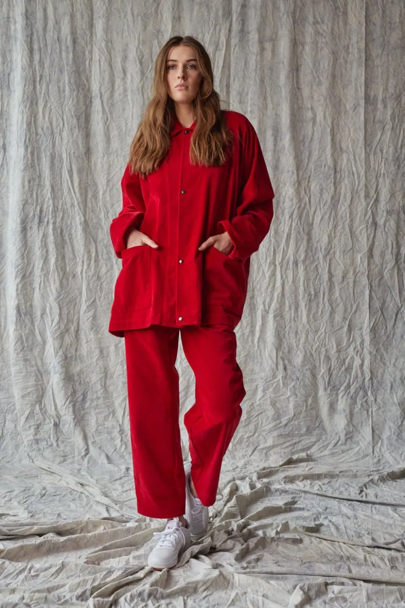 Devlyn van Loon Oversized Shirt Jacket (Red Velvet)