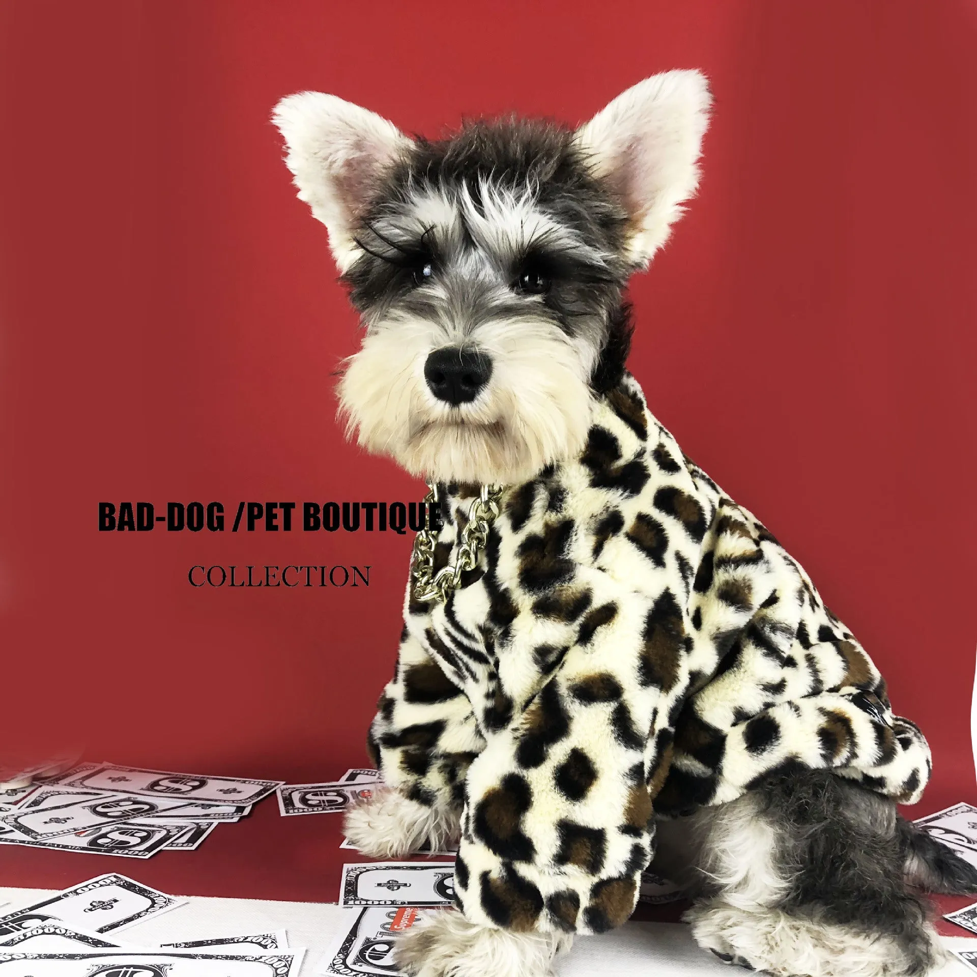 Dog clothes spring and autumn clothes leopard coat thickened