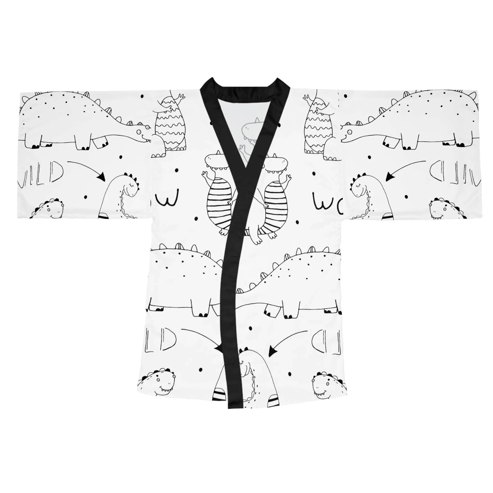 Doodle Dinosours - Inovax Long Sleeve Kimono Robe