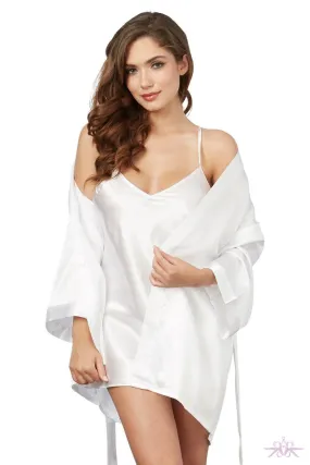 Dreamgirl Short Satin White Kimono and Chemise