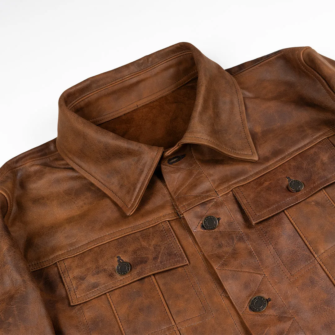 DRIFTER WORK LEATHER JACKET - VOLCANO BROWN