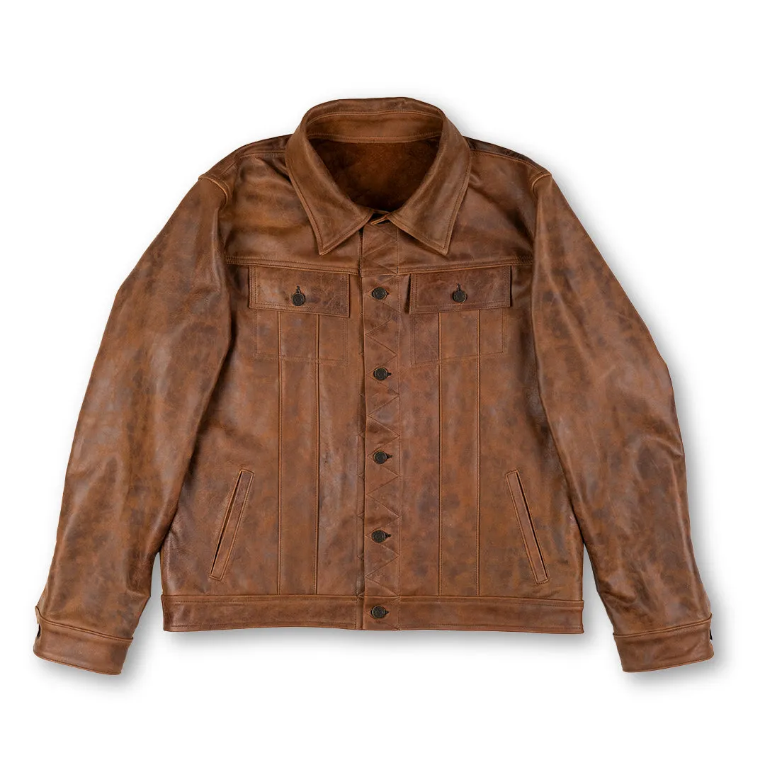 DRIFTER WORK LEATHER JACKET - VOLCANO BROWN