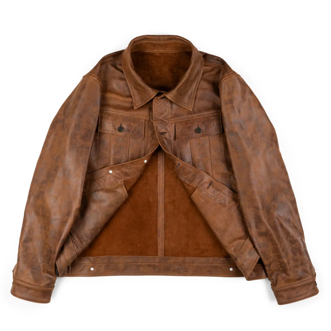 DRIFTER WORK LEATHER JACKET - VOLCANO BROWN