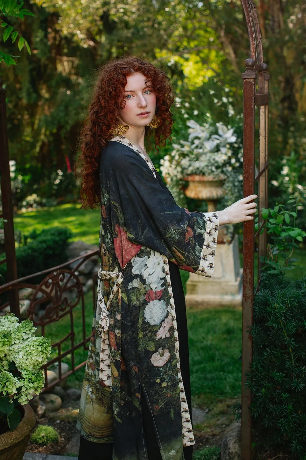 Duster Kimono Robe Long I Dream in Flowers with Bees - Not included in Black Friday Sale