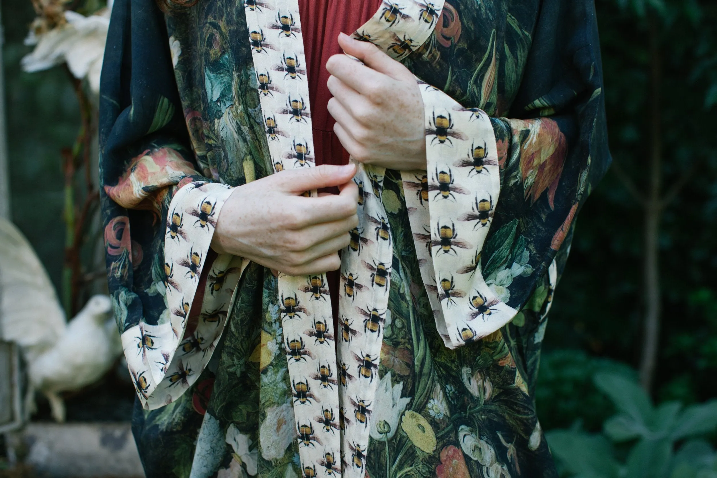 Duster Kimono Robe Long I Dream in Flowers with Bees - Not included in Black Friday Sale