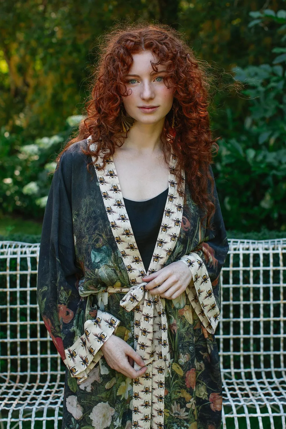 Duster Kimono Robe Long I Dream in Flowers with Bees - Not included in Black Friday Sale