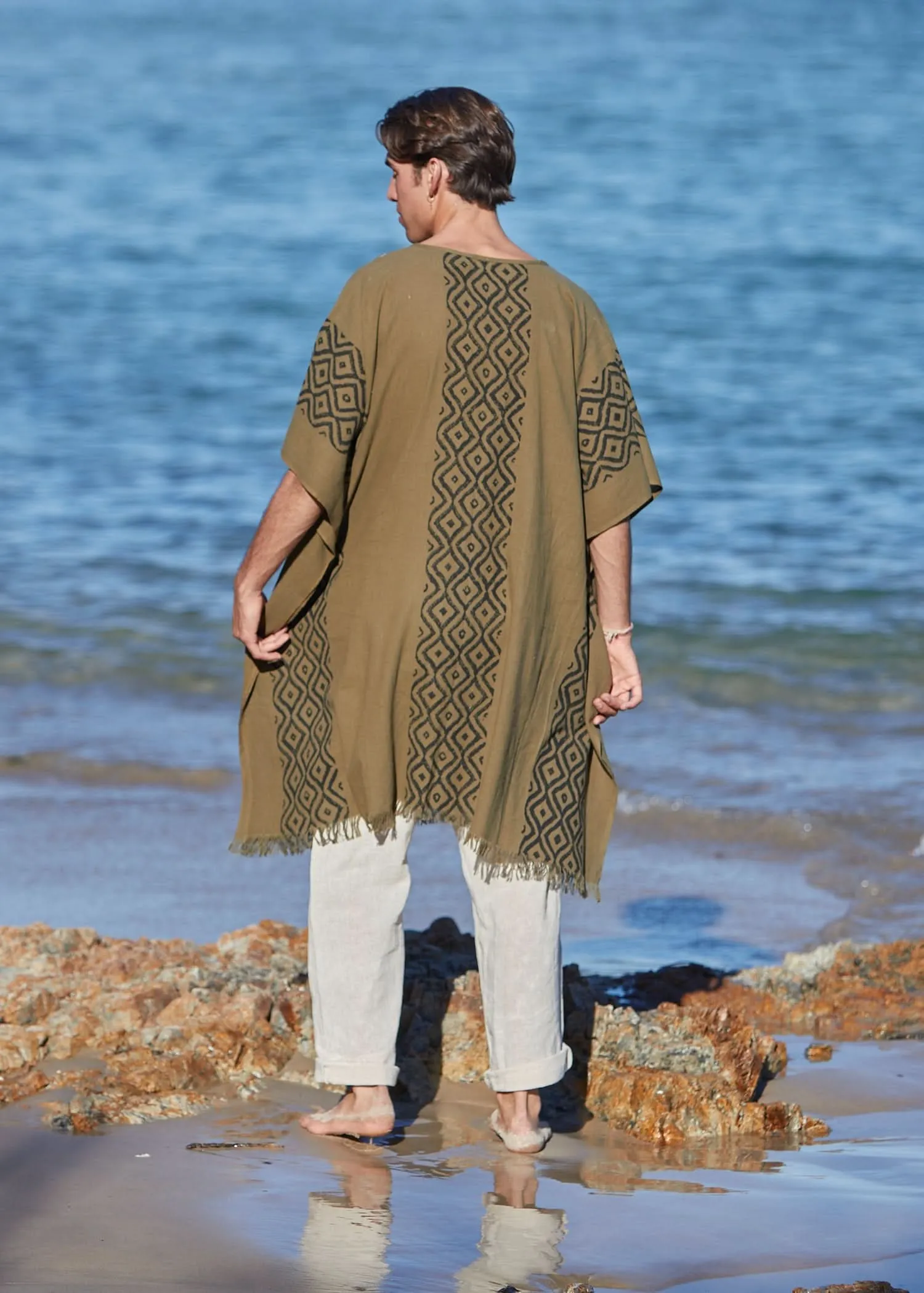 Earthy Block Print Kaftan for Men - Wholesale