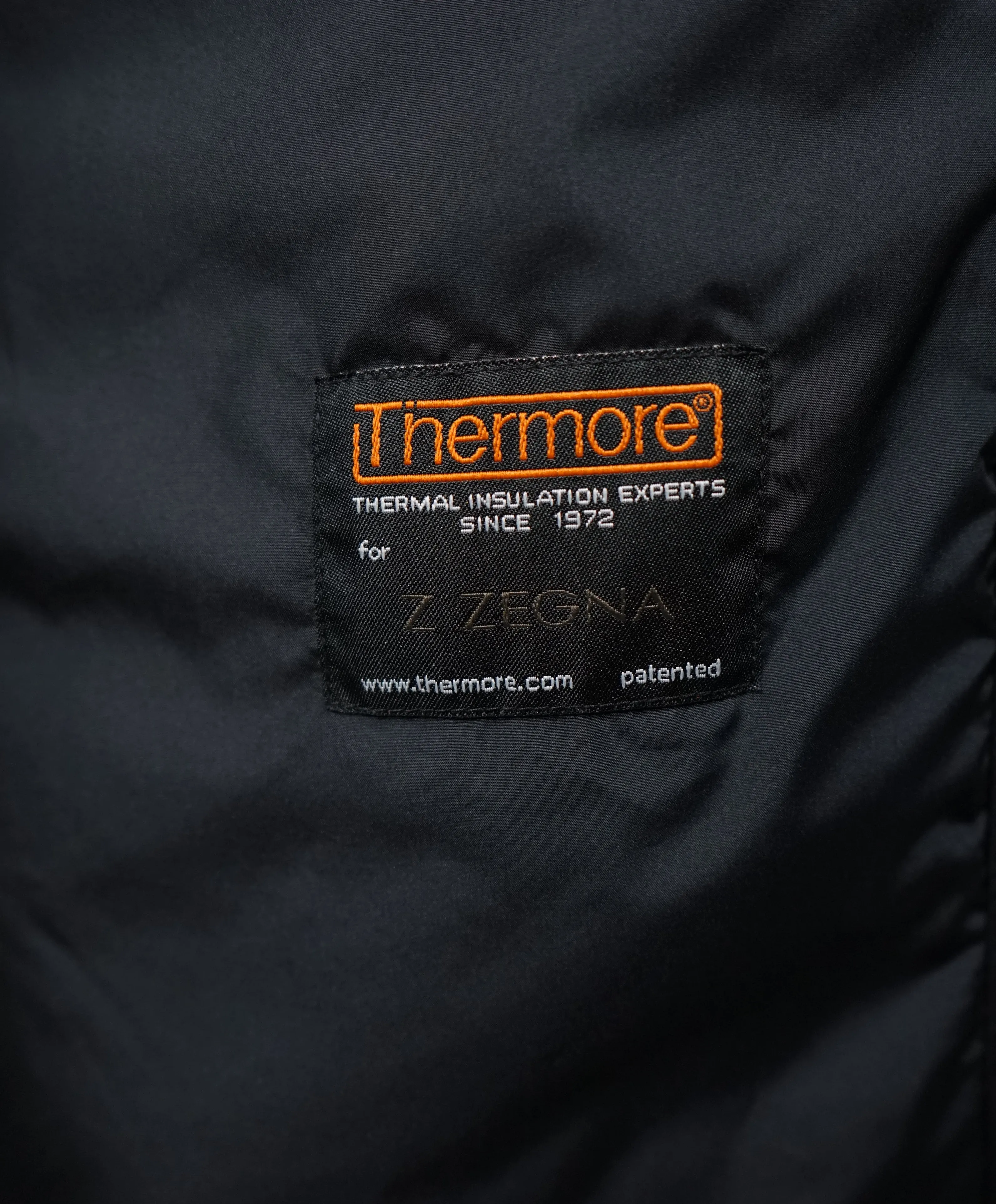 ERMENEGILDO -Z ZEGNA - Thermal Insulated Top Rain Coat Blue Twill W Logo - M