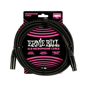 Ernie Ball 15Ft Braided Male Female Xlr Microphone Cable Black