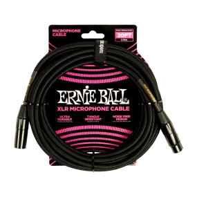 Ernie Ball 20Ft Braided Male Female Xlr Microphone Cable Black