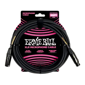 Ernie Ball 20Ft Male Female Xlr Microphone Cable Black