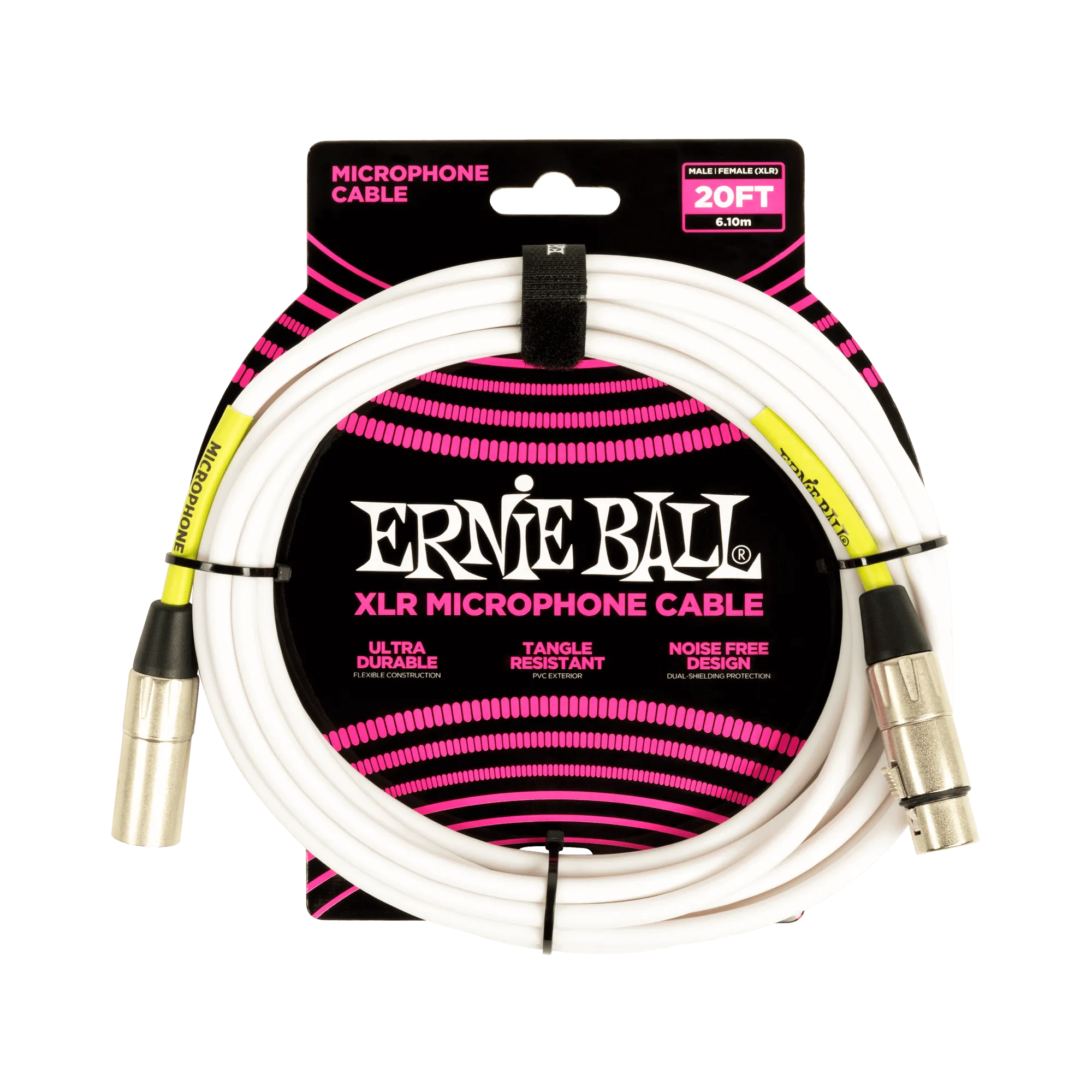 Ernie Ball 20Ft Male Female Xlr Microphone Cable White