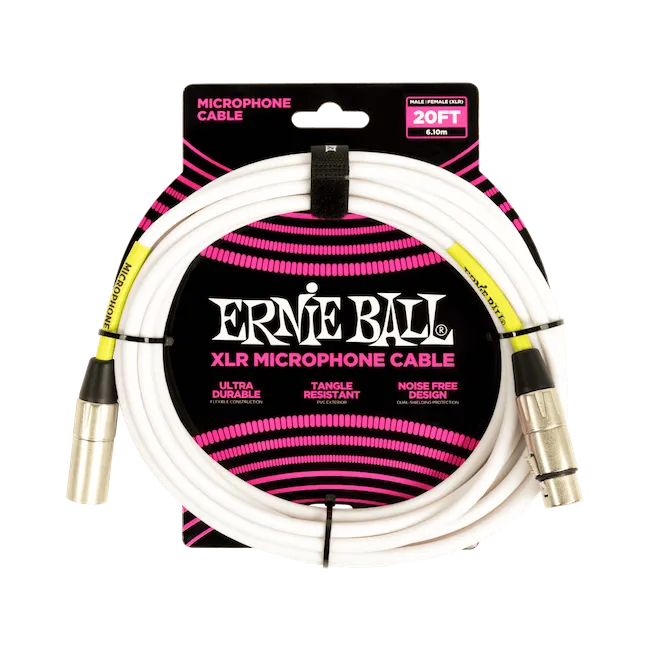 Ernie Ball P03689 20' Male / Female XLR Microphone Cable White