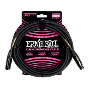 Ernie Ball P06388 20' Male / Female XLR Microphone Cable Black