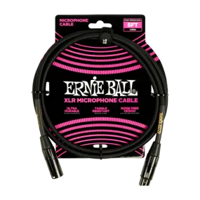 Ernie Ball P06390 5' Braided Male / Female XLR Microphone Cable Black