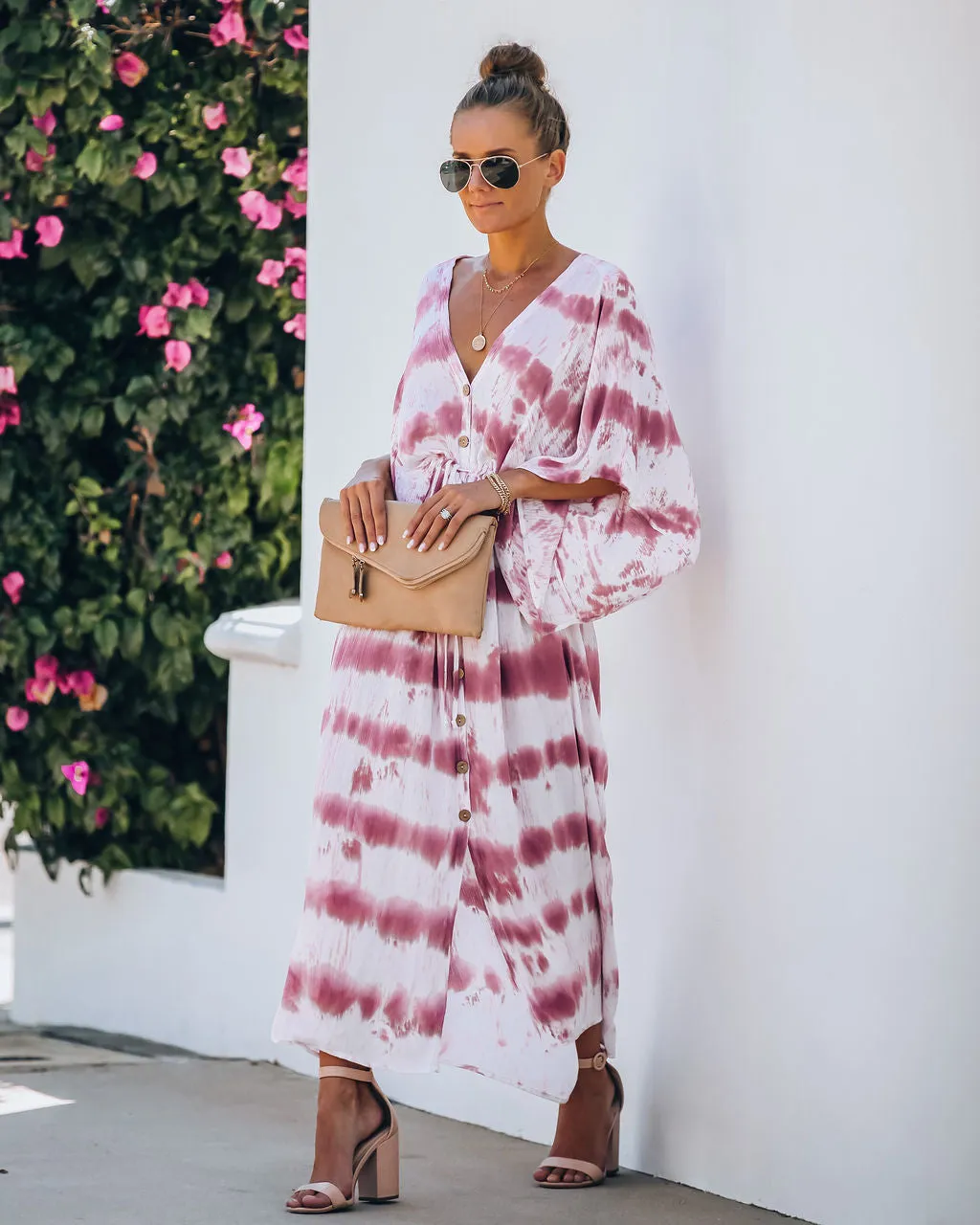 Estancia Adjustable Tie Dye Kimono Maxi Dress