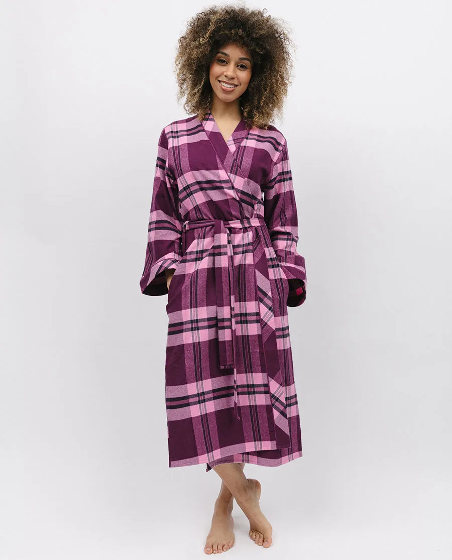 Eve Super Cosy Check Long Dressing Gown