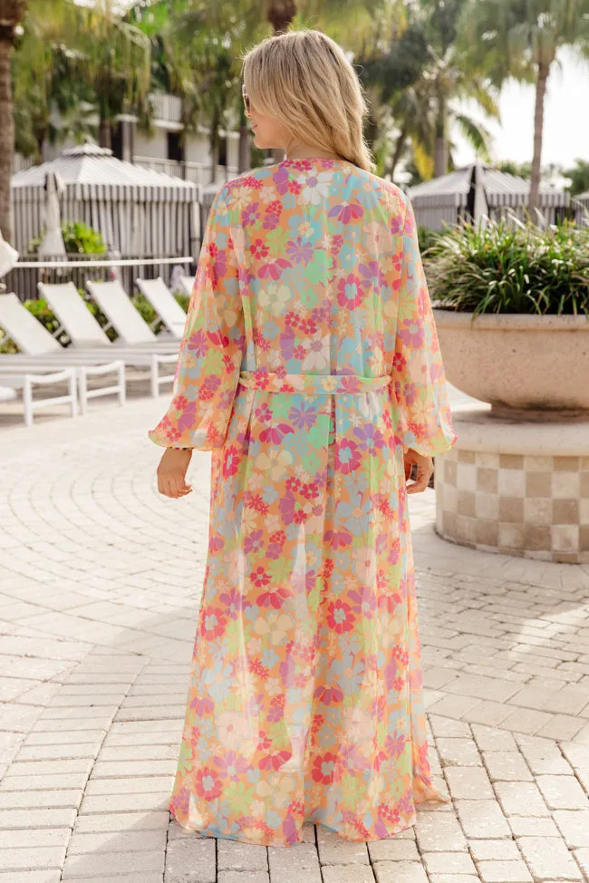 Eyes On Paradise in Fiji Floral Multi Floral Belted Kimono Cover Up FINAL SALE