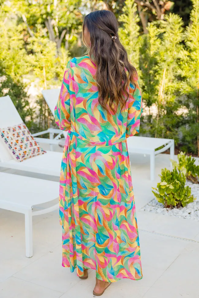 Eyes On Paradise in Kaleidoscope Dreams Belted Kimono Cover Up