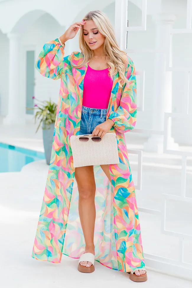 Eyes On Paradise in Kaleidoscope Dreams Belted Kimono Cover Up