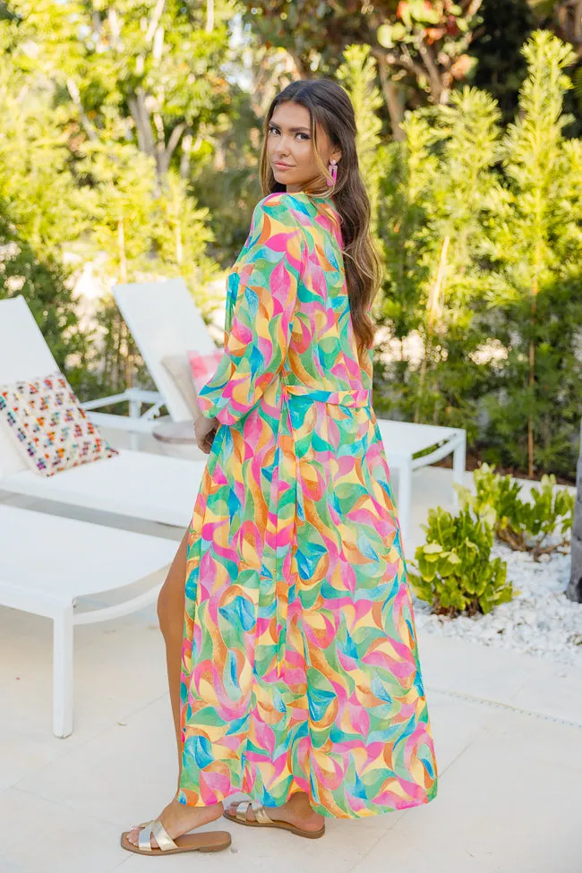 Eyes On Paradise in Kaleidoscope Dreams Belted Kimono Cover Up