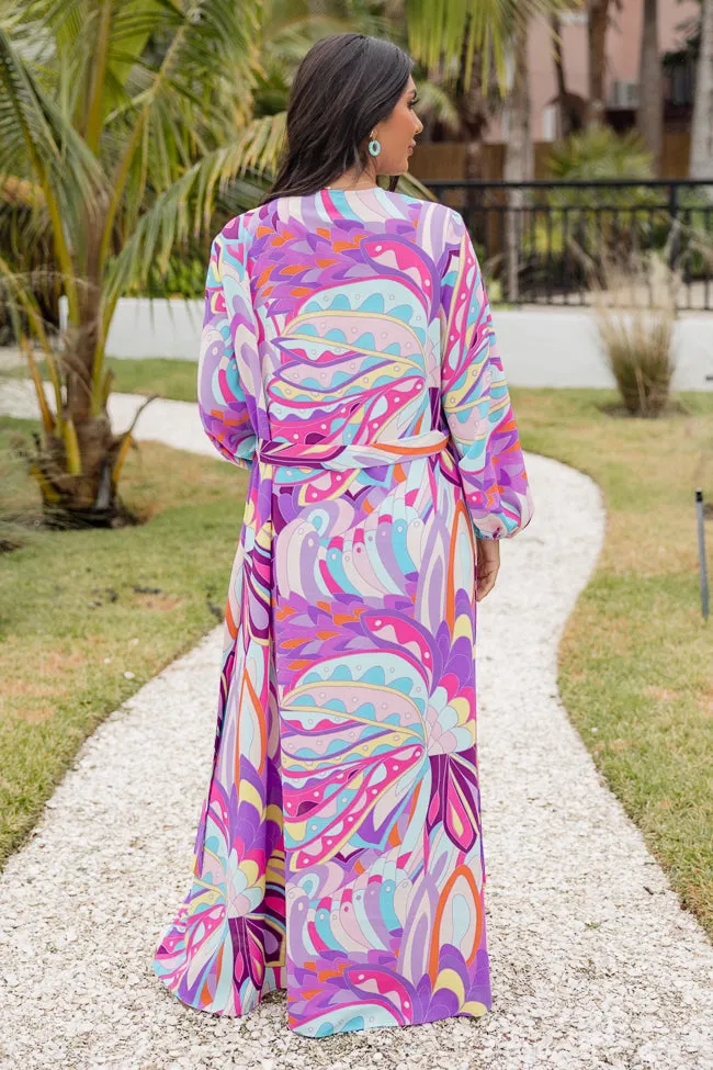 Eyes On Paradise Purple Belted Kimono Cover Up FINAL SALE