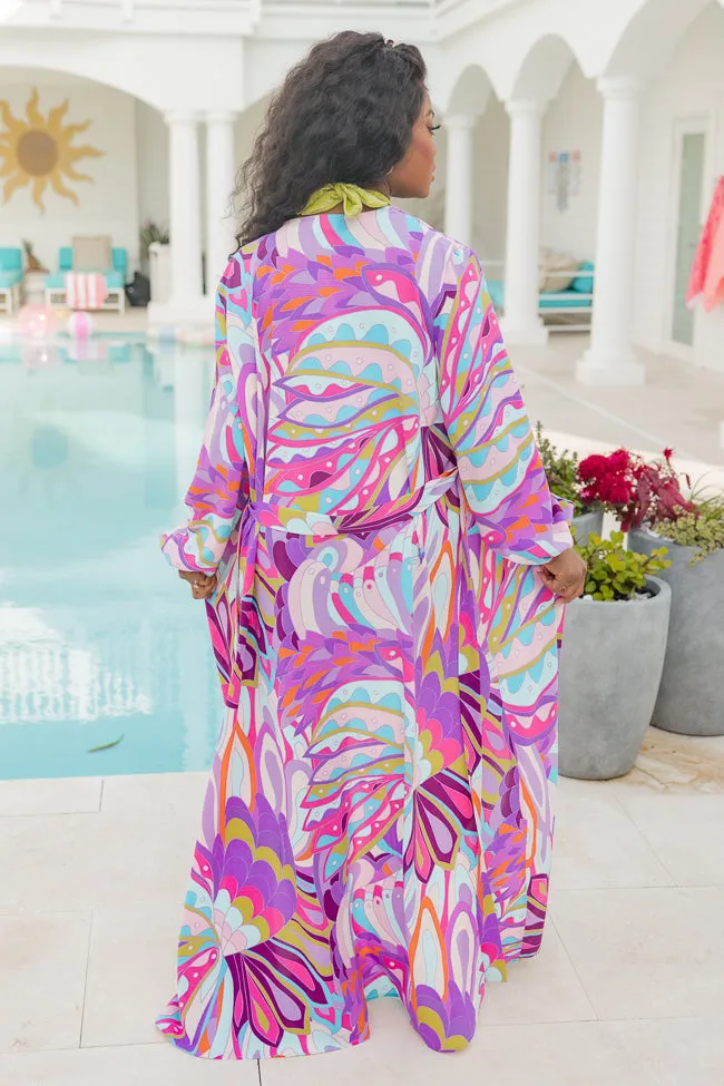 Eyes On Paradise Purple Belted Kimono Cover Up FINAL SALE