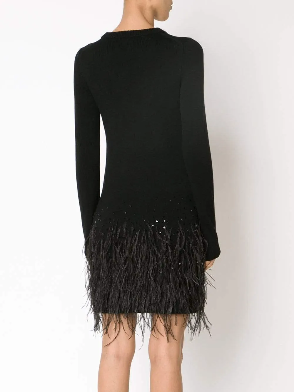 Feather Embroidered Sweater Dress