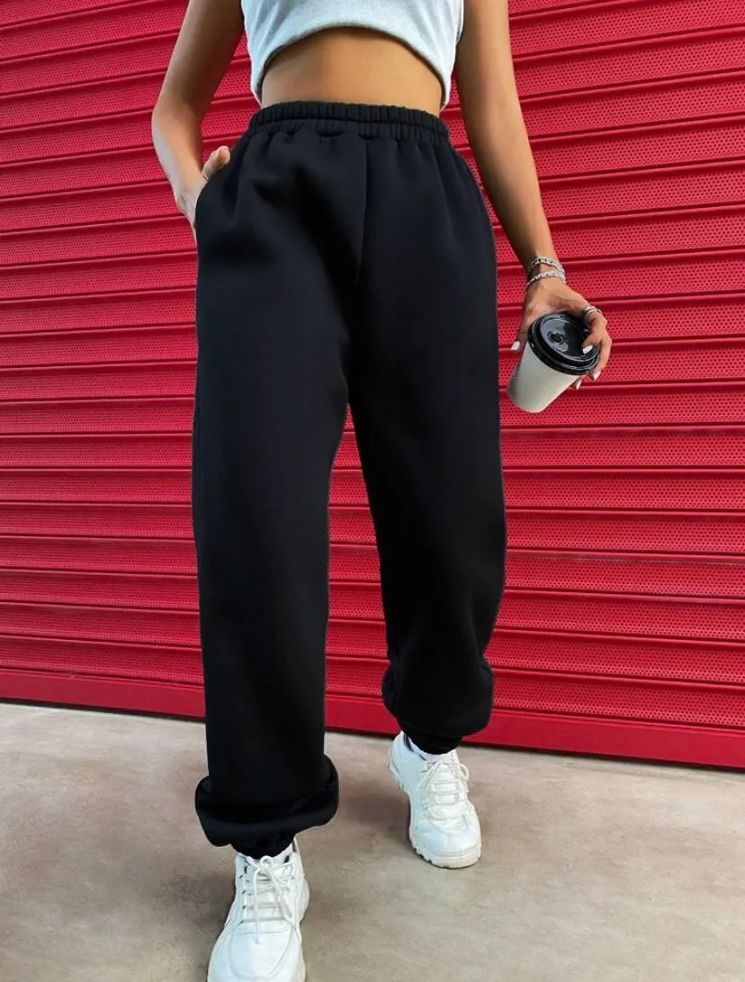 Flap Solid Sweatpants with Pockets