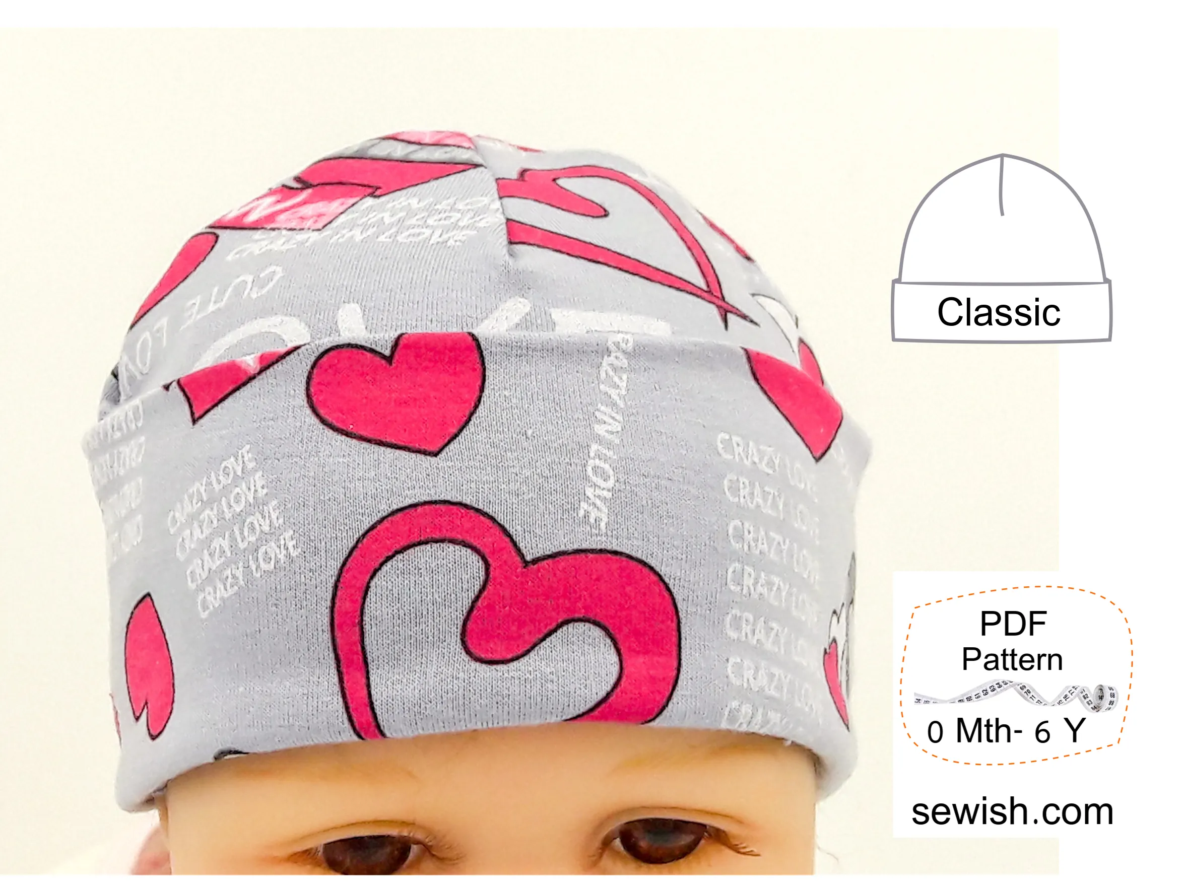 Flared Baby Pants Sewing Patterns,  Baby Hat Sewing Patterns, Sizes 0 Month-6 YEARS