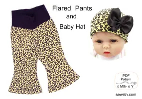 Flared Baby Pants Sewing Patterns,  Baby Hat Sewing Patterns, Sizes 0 Month-6 YEARS