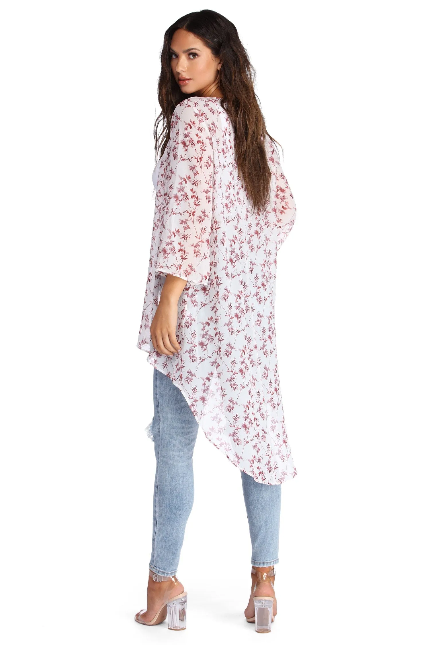 Floral Burst High Low Kimono