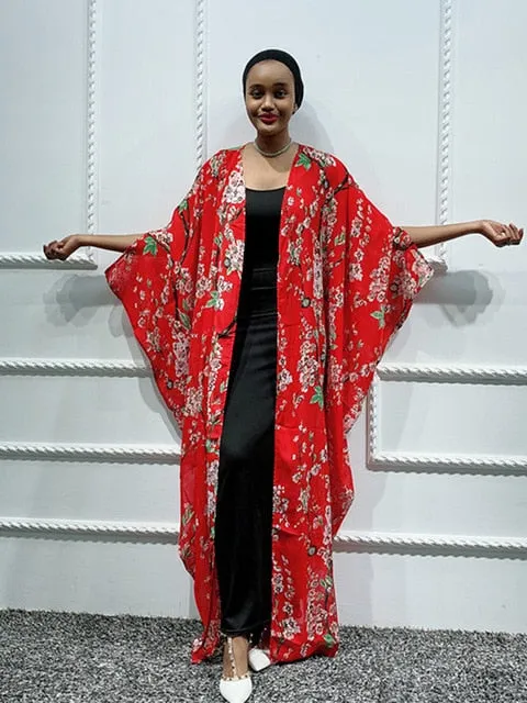 Floral Kaftan Abaya Kimono Cardigan Dress