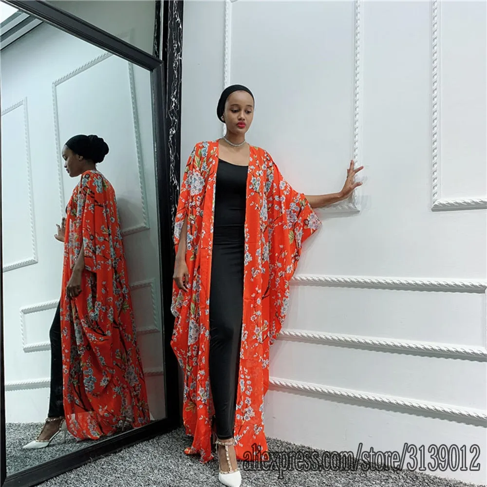 Floral Kaftan Abaya Kimono Cardigan Dress