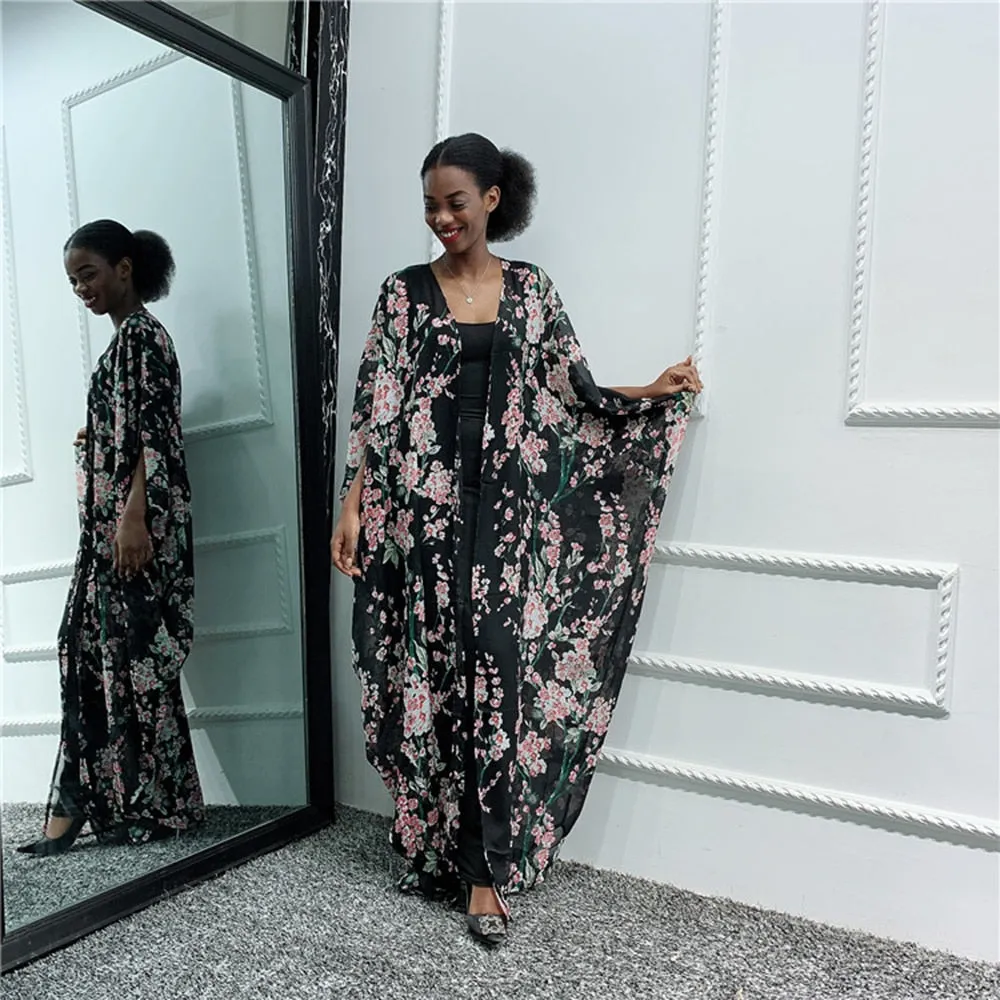 Floral Kaftan Abaya Kimono Cardigan Dress