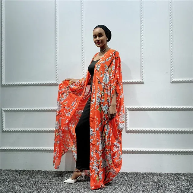 Floral Kaftan Abaya Kimono Cardigan Dress